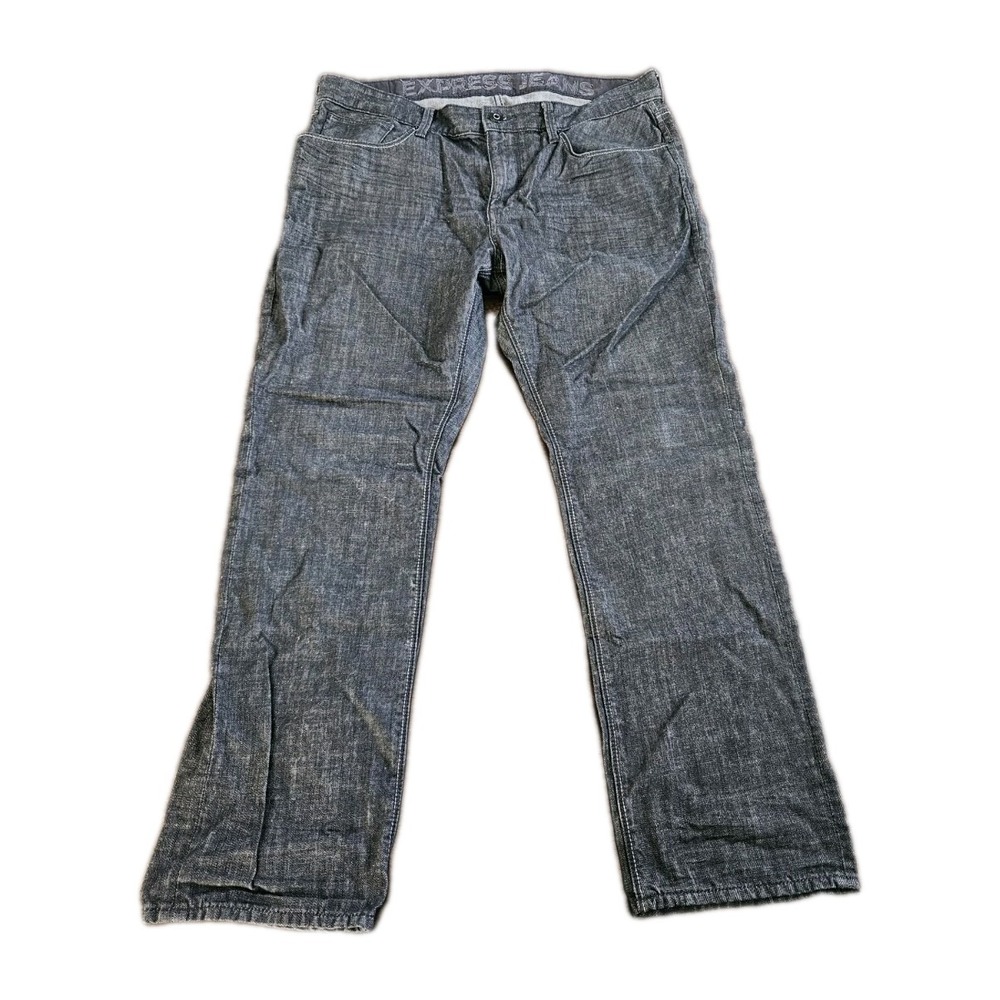 Express Jeans Mens 36X30 Slim Fit Rocco Slim Leg‎ Dark Wash Black Denim Rugby